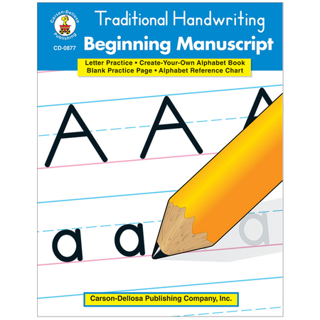 CARSON DELLOSA Traditional Handwriting - Beginning Manuscript Resource Book 0877